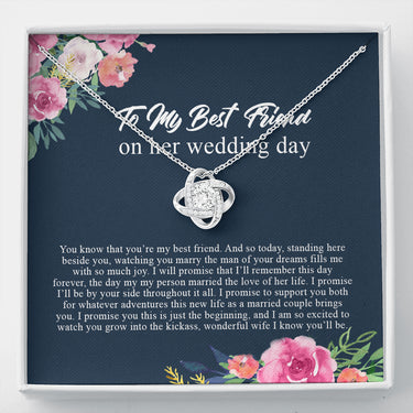 Friend to Bride Necklace Gift with Message Card, on Her Wedding Day, Friend of The Bride Necklace, Wedding Gift for Bride, Bride Jewelry Gift
